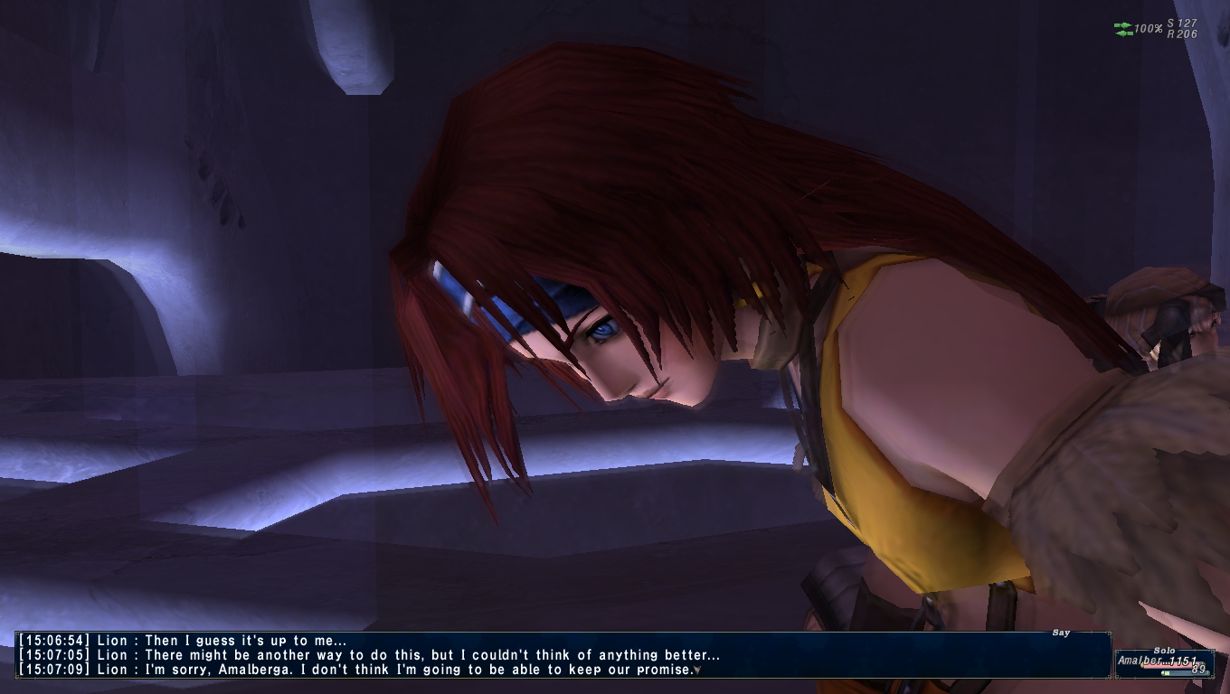 A screenshot showing a close-up of Lion, who has a determined look on her face.