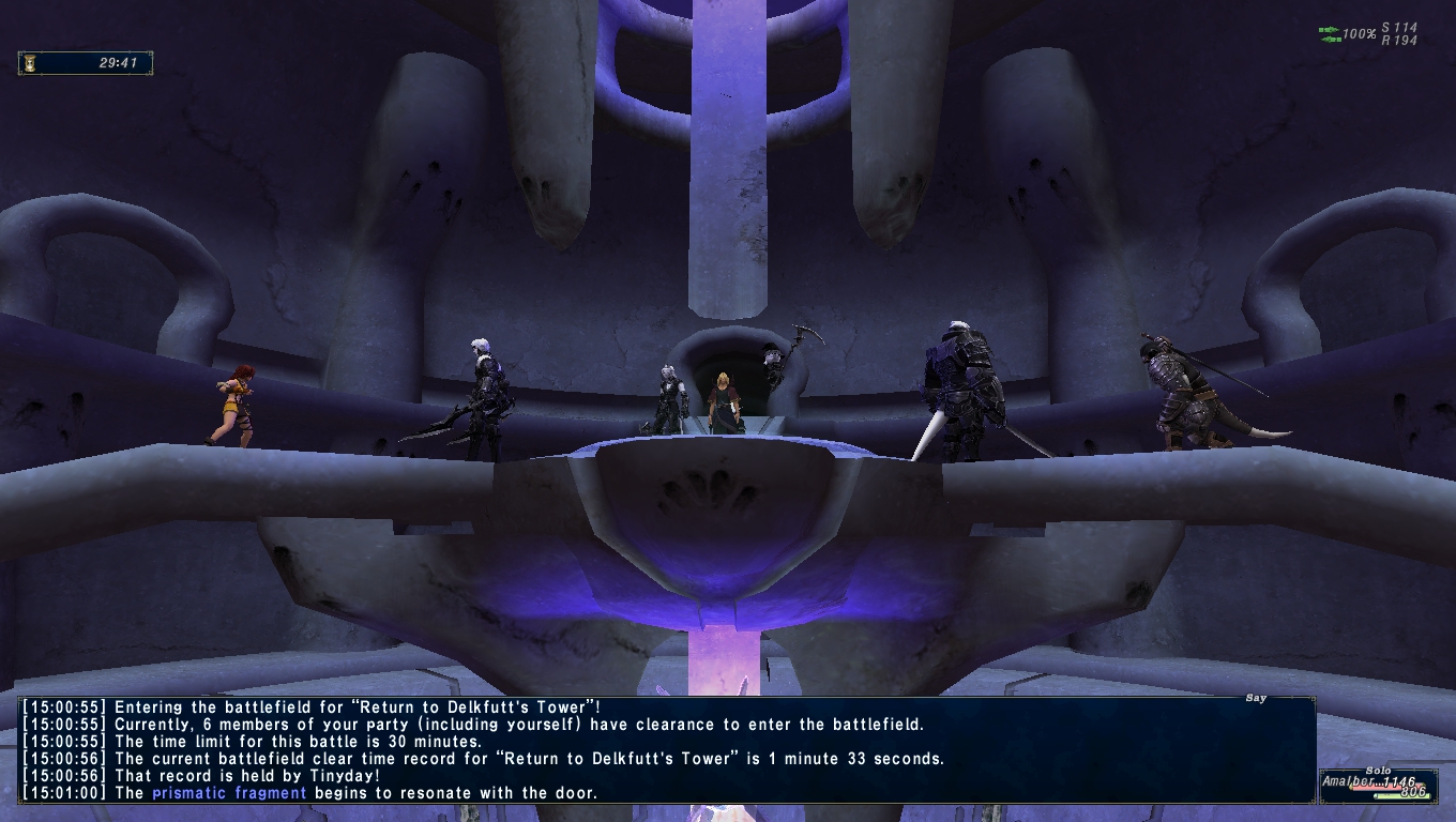 A screenshot showing the Crystal Warriors threatening to attack Lion, Aldo, and Zeid.